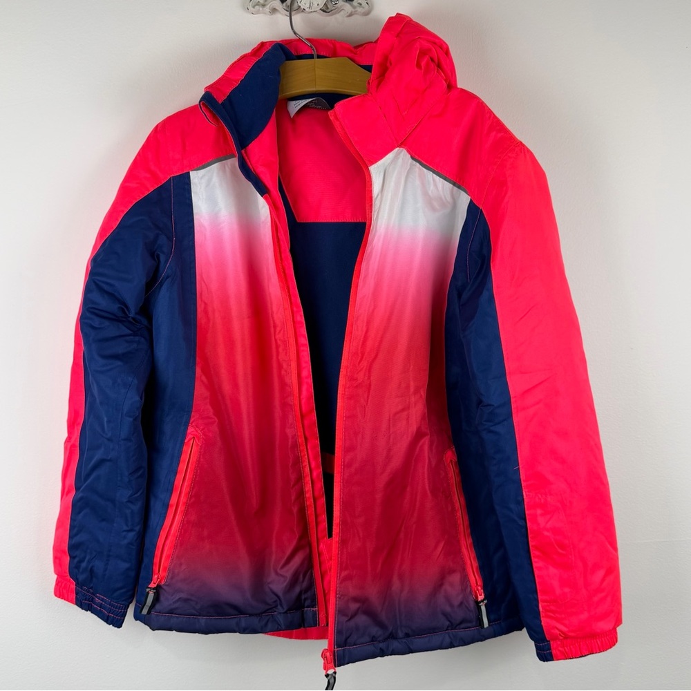 Crivit Girls Gradient Pink and Blue Winter Ski Jacket Hooded sz 10-12